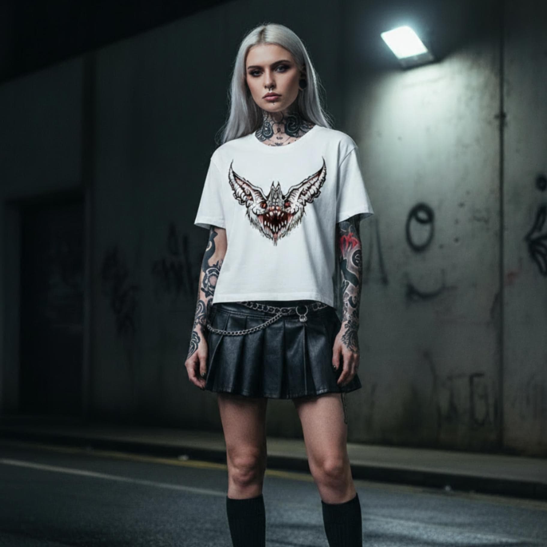 T-shirt Ghettoblaster Bat Loose white in T-shirt Glad Store - Genova, commercioVirtuoso.it
