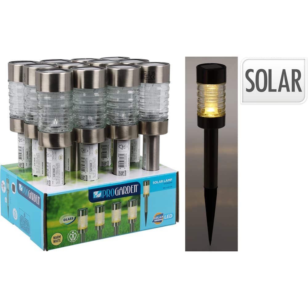 Lampada a Energia Solare INOX 12 Pezzi 10 x 26 cm - 2
