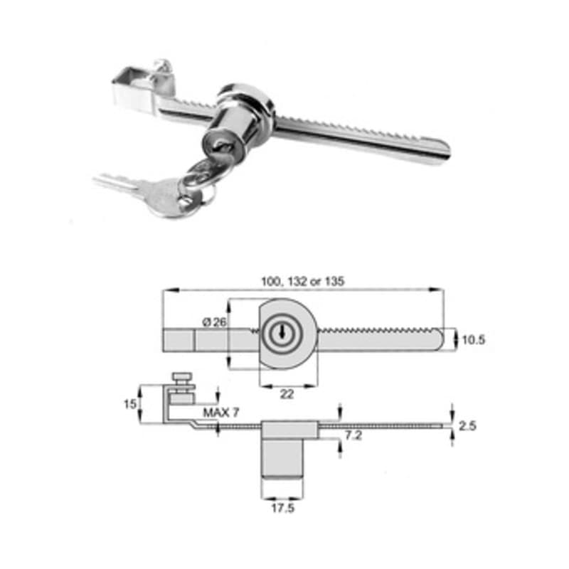 Serratura a Sega per Cristalli 7 mm Cremagl 10,5 mm - 2