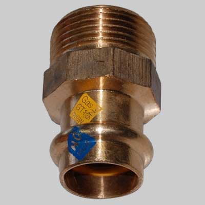 Raccordo Bronzo Diritto Maschio a Pressare 22 x 1 Made in Italy - 2