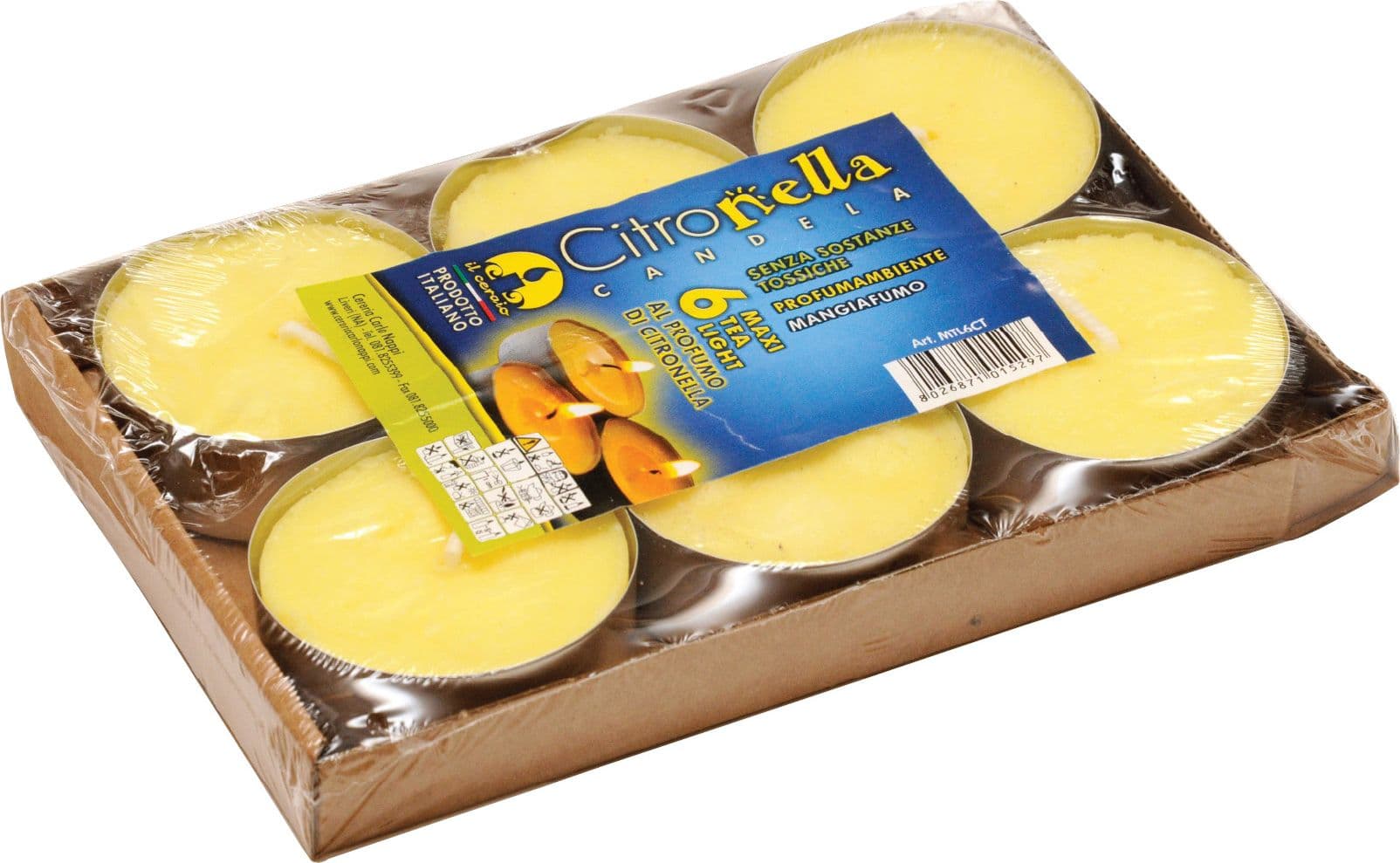 Citronella Tea Light Maxi Ø 60 x 20 mm Conf 12 Confezione 6 Pezzi - 2