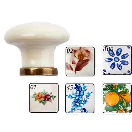 Pomolo per Mobili in Ceramica P04 Ø 31 mm Metal Group Avorio Decoro 01 - 2