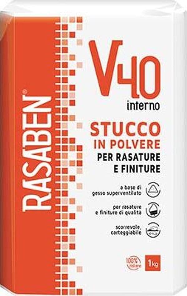Stucco Polvere Interno V40 K2 Rasaben 1 kg 24 Pezzi - 2