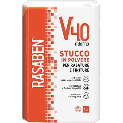 Stucco Polvere Interno V40 K2 Rasaben 1 kg 24 Pezzi - 2