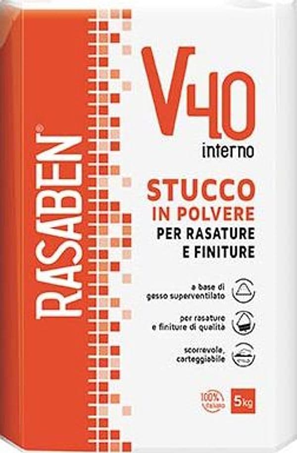 Stucco Polvere Interno V40 K2 Rasaben 5 kg 4 Pezzi - 2