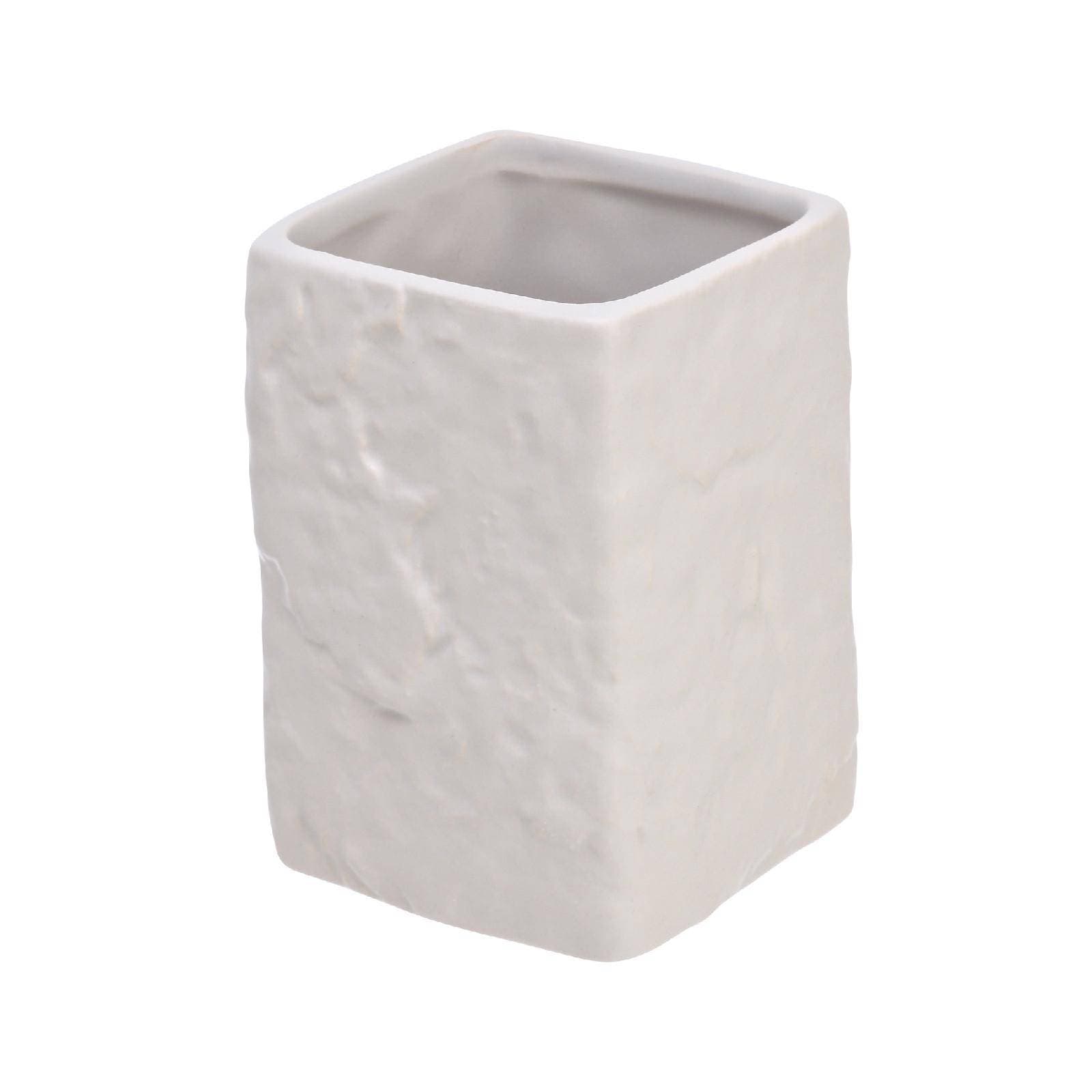 Porta Spazzolino in Ceramica Bianco Linea Petra Feridras - 2