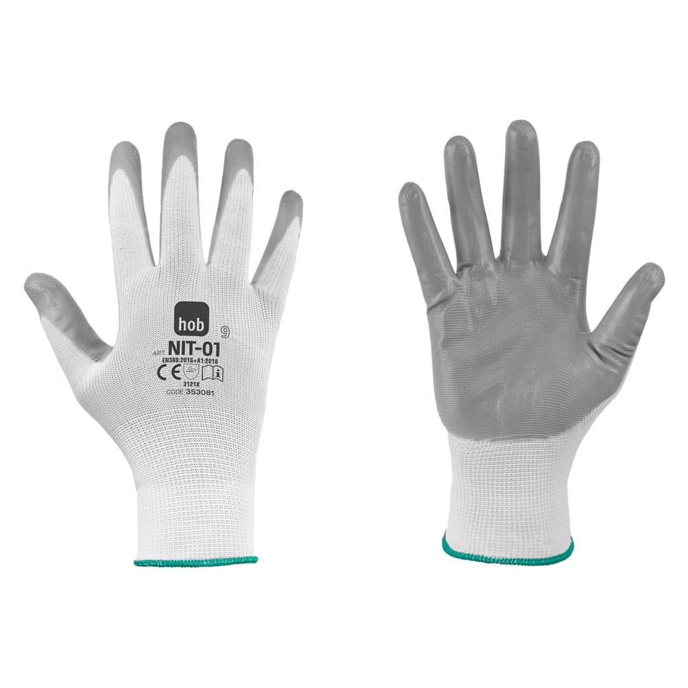Guanti Nitrile Neri Nit 01 Hob Special Poliestere Tg. 10 Bianco Grigio 12 - 2