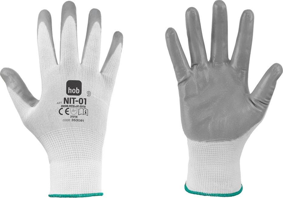 Guanti Nitrile Neri Nit 01 Hob Special Poliestere Tg. 8 Bianco Grigio 12 - 2