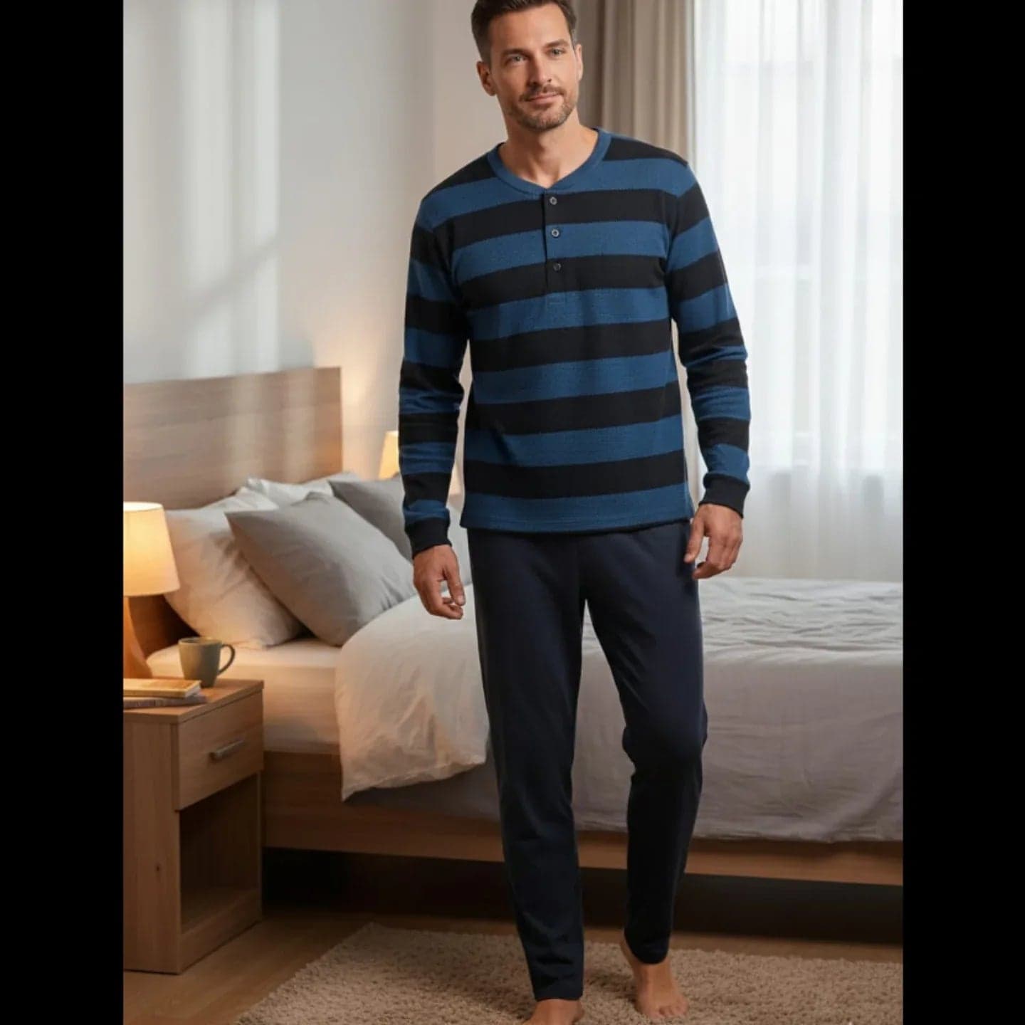 Pigiama Uomo Autunno/Inverno Karel KF3121PLU in Caldo Cotone Interlock - 3