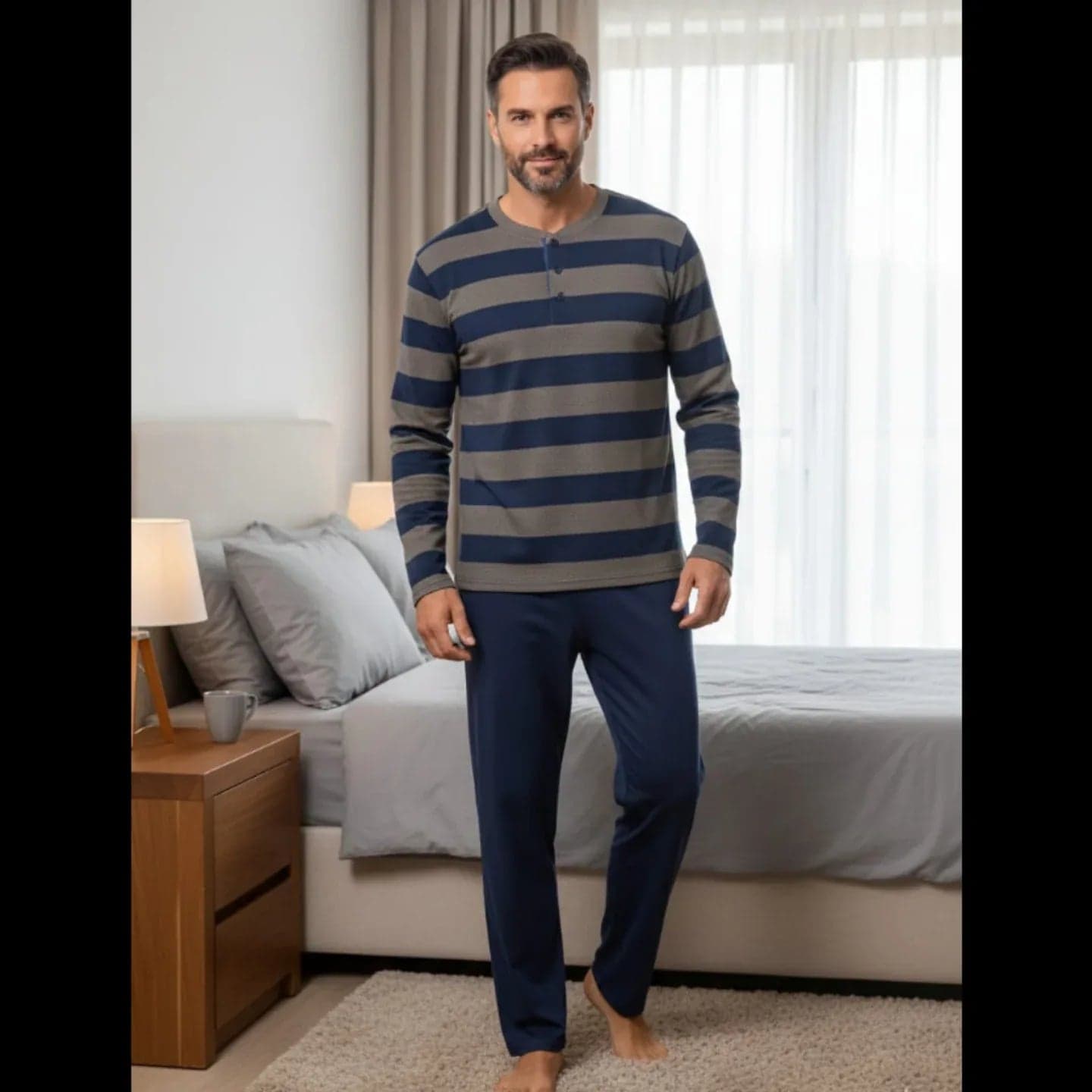 Pigiama Uomo Autunno/Inverno Karel KF3121PLU in Caldo Cotone Interlock - 4