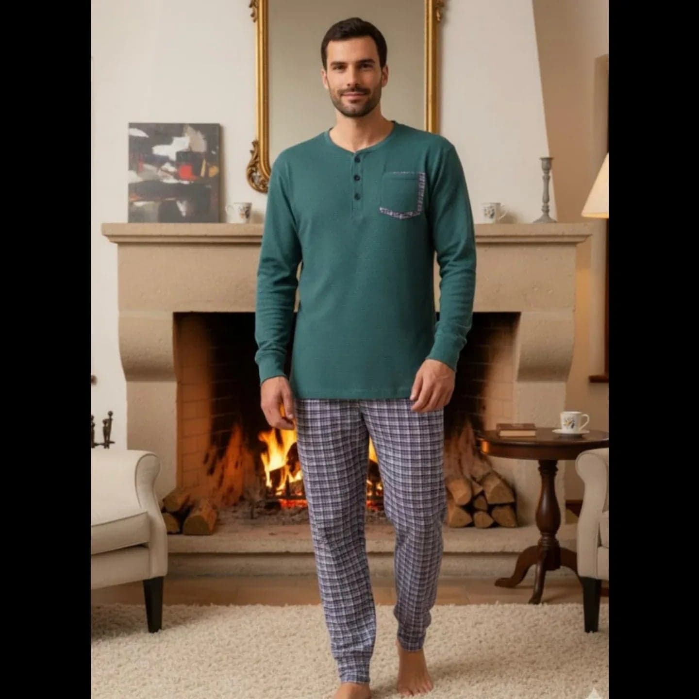 Pigiama Uomo Autunno/Inverno Karelpiù KY7137PLU in Caldo Cotone Interlock - 2