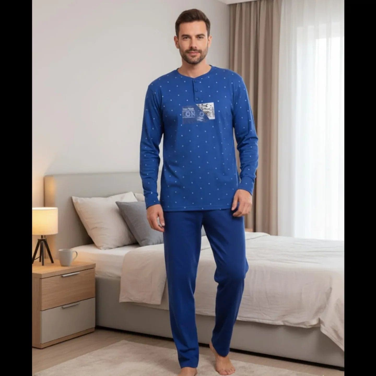Pigiama Uomo Autunno/Inverno Karel KF3137PLU in Cotone Interlock - 4