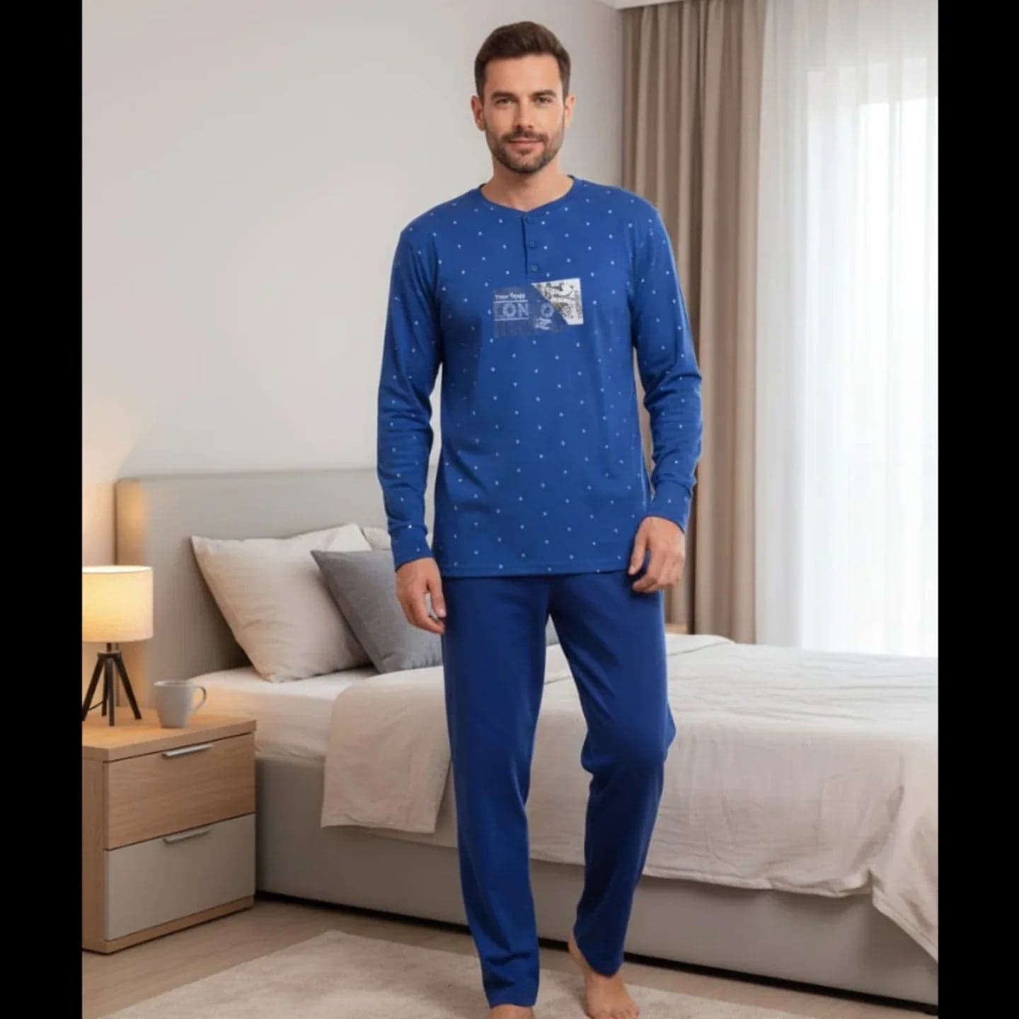 Pigiama Uomo Autunno/Inverno Karel KF3137PLU in Cotone Interlock - 3