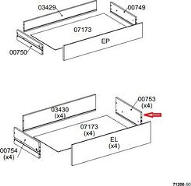 Ricambio Laterale Cassetto 00753 per Kit Cassettiera 5C Nova 77 x 40 x 107 - 2