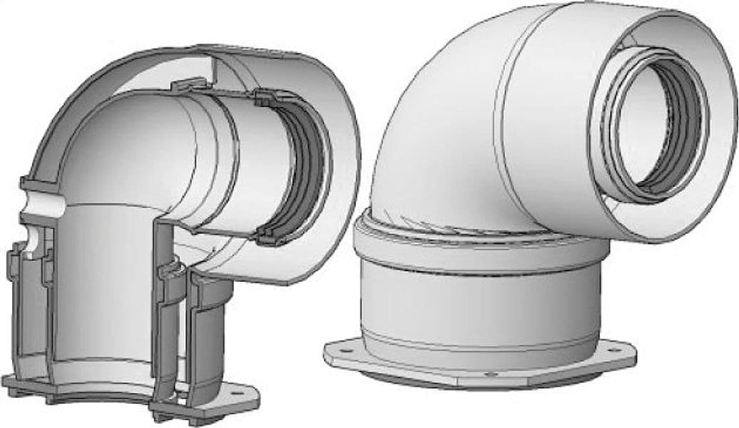 Curva di Partenza Coassiale a 90 ° con Ispezione Bianca Ø 60 KP398060100 - 2