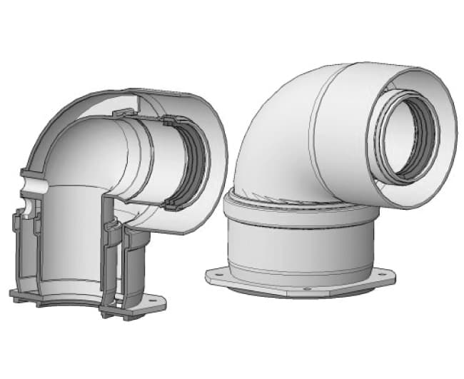 Curva di Partenza Coassiale a 90 ° con Ispezione Bianca Ø 60 KP398060100 - 2
