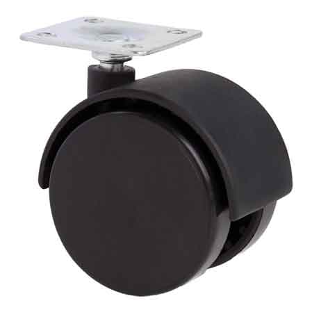 Ruota Arredamento Gemellata con Piastra 50 mm Portata 35 kg 4 Pezzi - 2