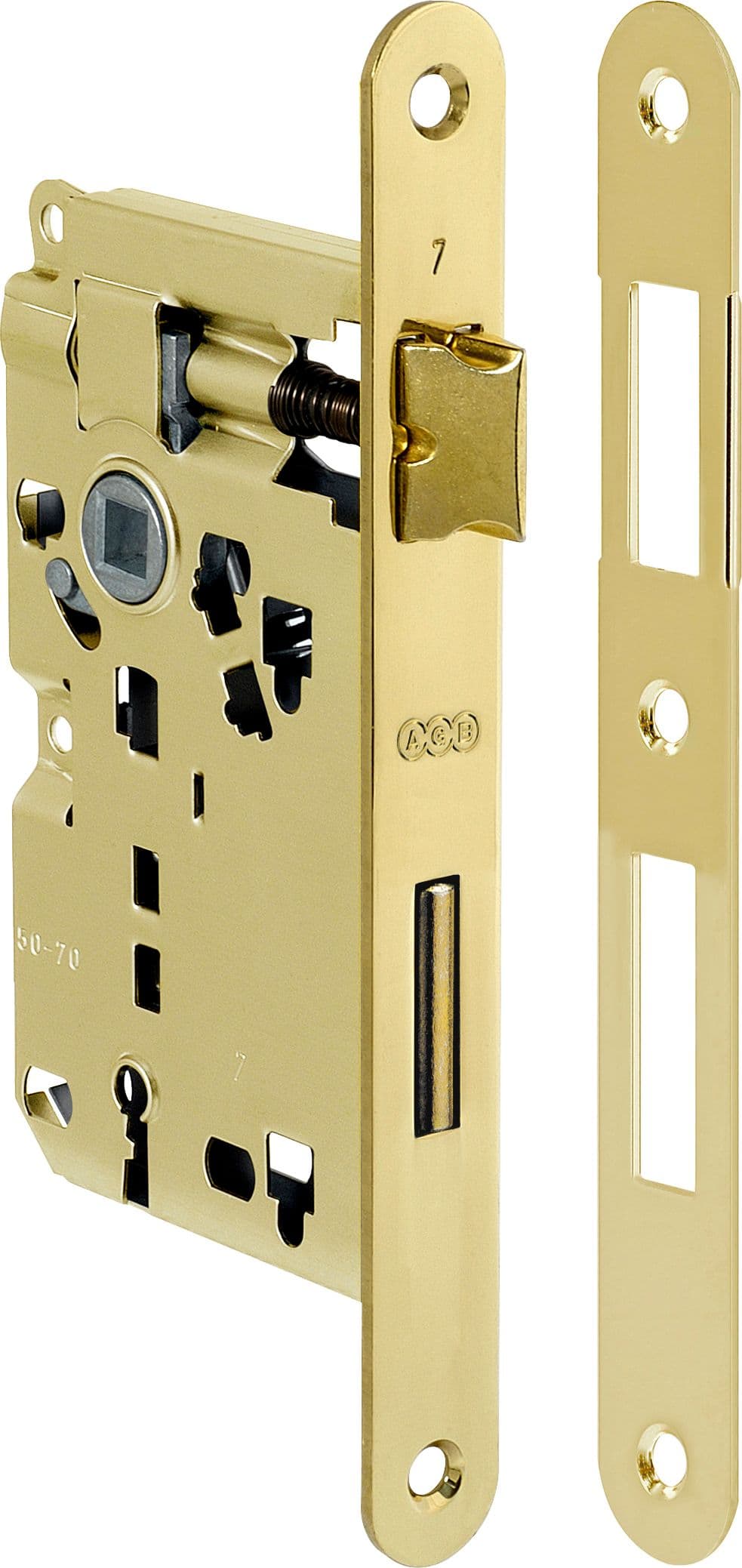 Serratura Ottonata Agb Q.8 x 70 50 mm B.tondo Patent Alban Giacomo 5 Pezzi