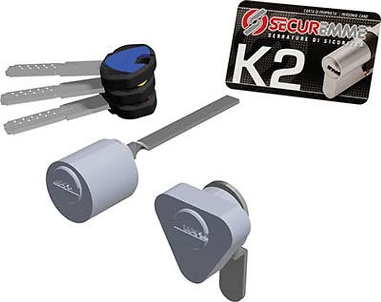 Coppia Cilindri Esterni K2 3200E Securemme Ott.nich.satin Chiavi 3