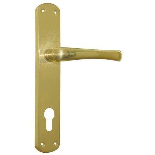 Maniglia Rio Placca Foro Sagomato Ottone Lucido Q8 Int 90 mm 2 Pezzi - 2
