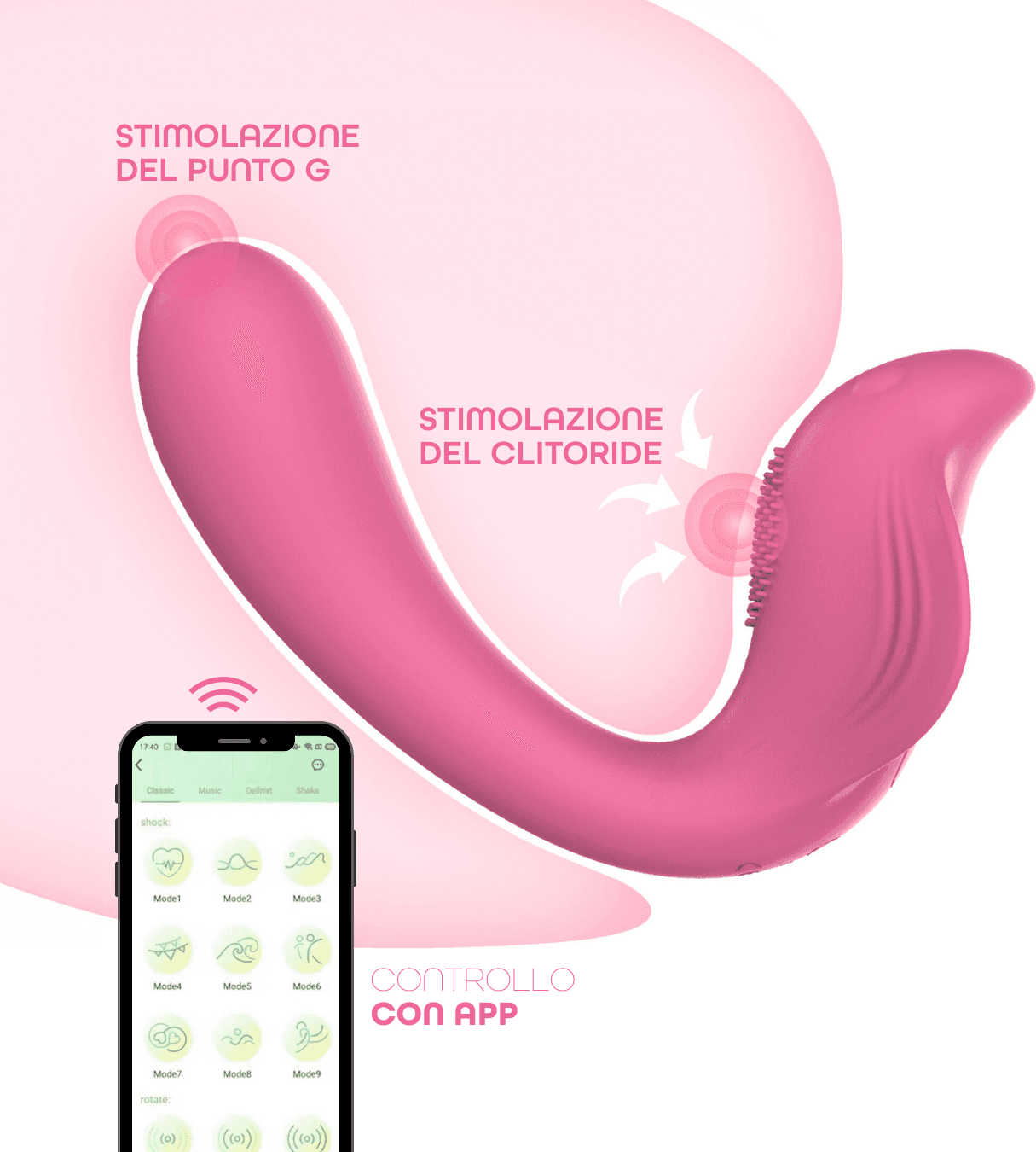 Vibratore a U clitoride e punto G con controllo tramite app in morbido silicone - 11