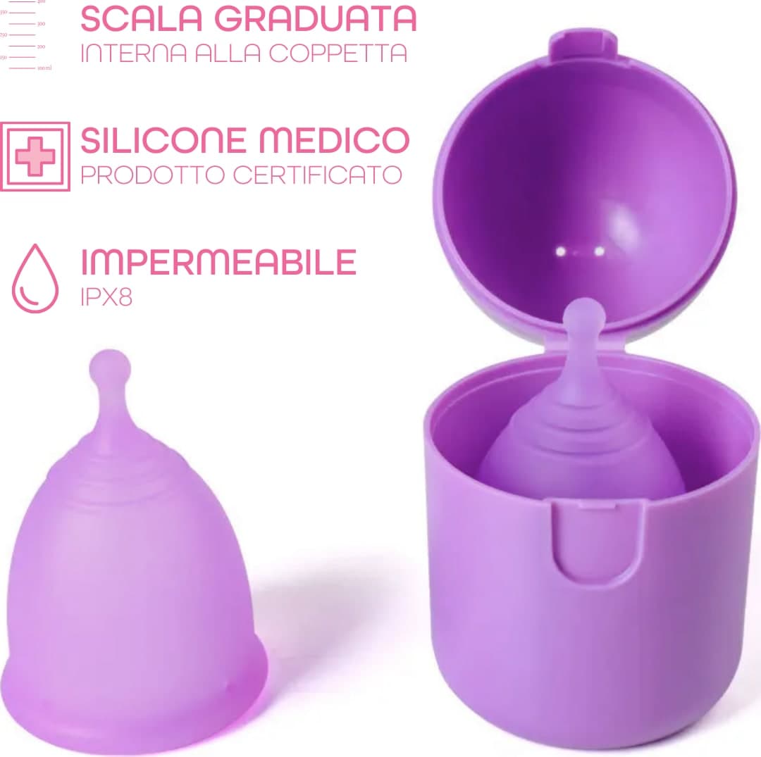 Coppetta Mestruale con Sterilizzatore Portatile in Silicone Medico Riutilizzabile - 4