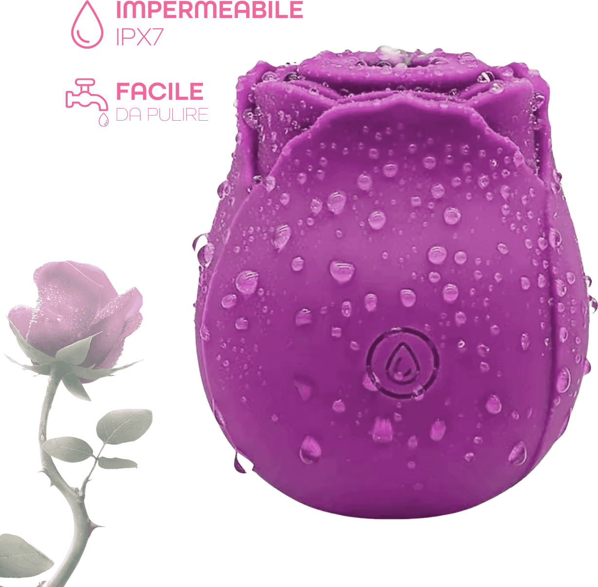 Succhia Clitoride Vibratore a Forma di Rosa Stimolatore con Suzione e Vibrazione - 16