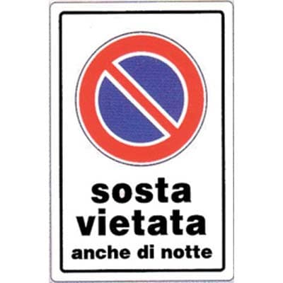 Targa Segnaletica Divieto Sosta Anche Notte Pp 20 x 30 cm 10 Pezzi - 2