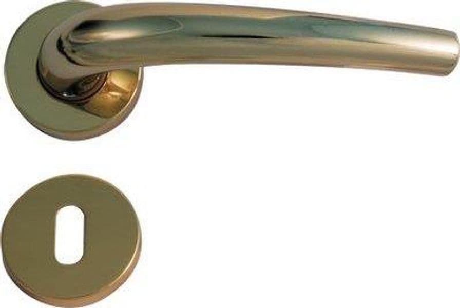 Maniglia Torino Ottone Rosetta Foro Patent Zama Ottone Lucido Q8 2 Pezzi - 2