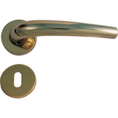 Maniglia Torino Ottone Rosetta Foro Patent Zama Ottone Lucido Q8 2 Pezzi - 2
