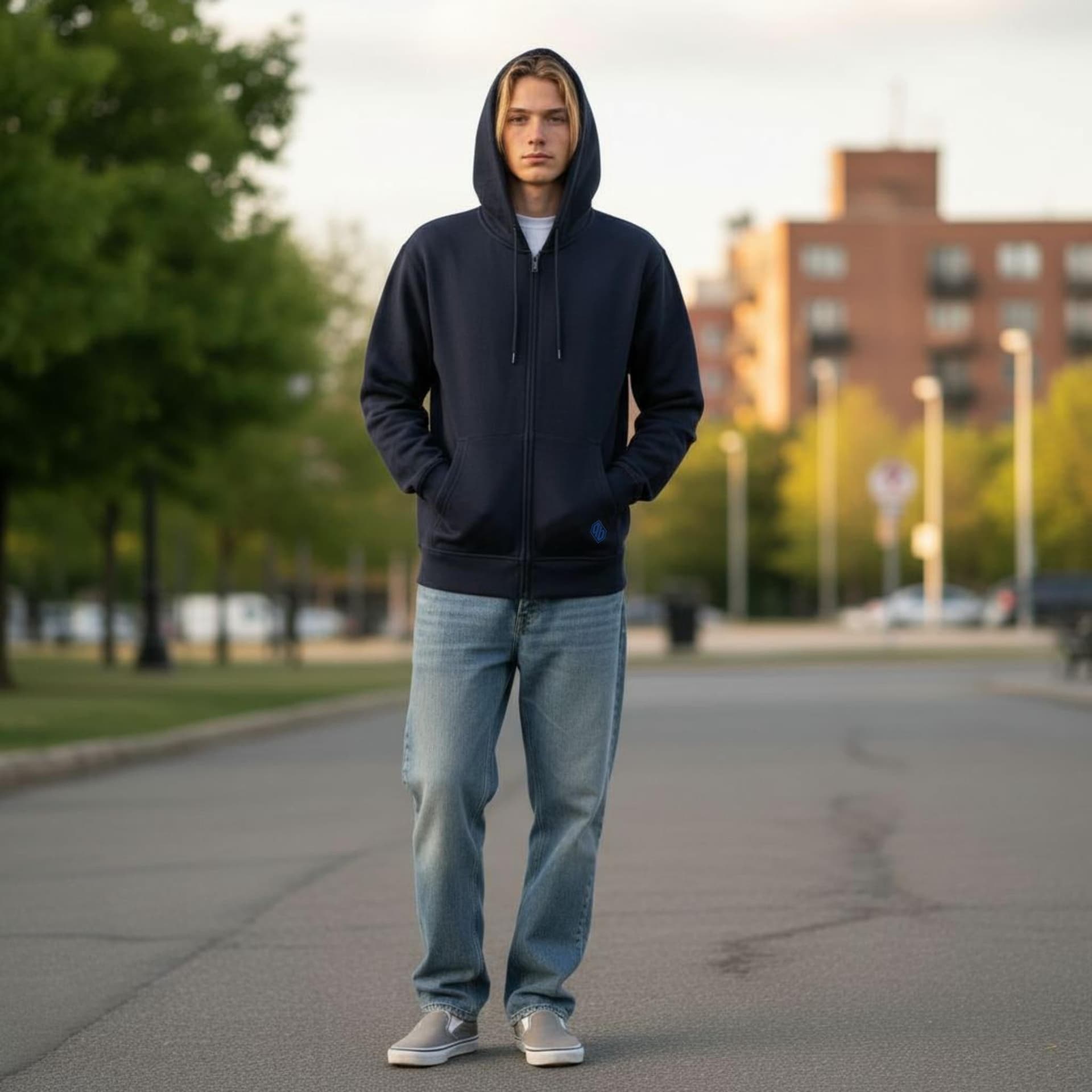 Felpa Ghettoblaster Basic Zip hoodie navy in Felpe con cappuccio Glad Store - Genova, commercioVirtuoso.it