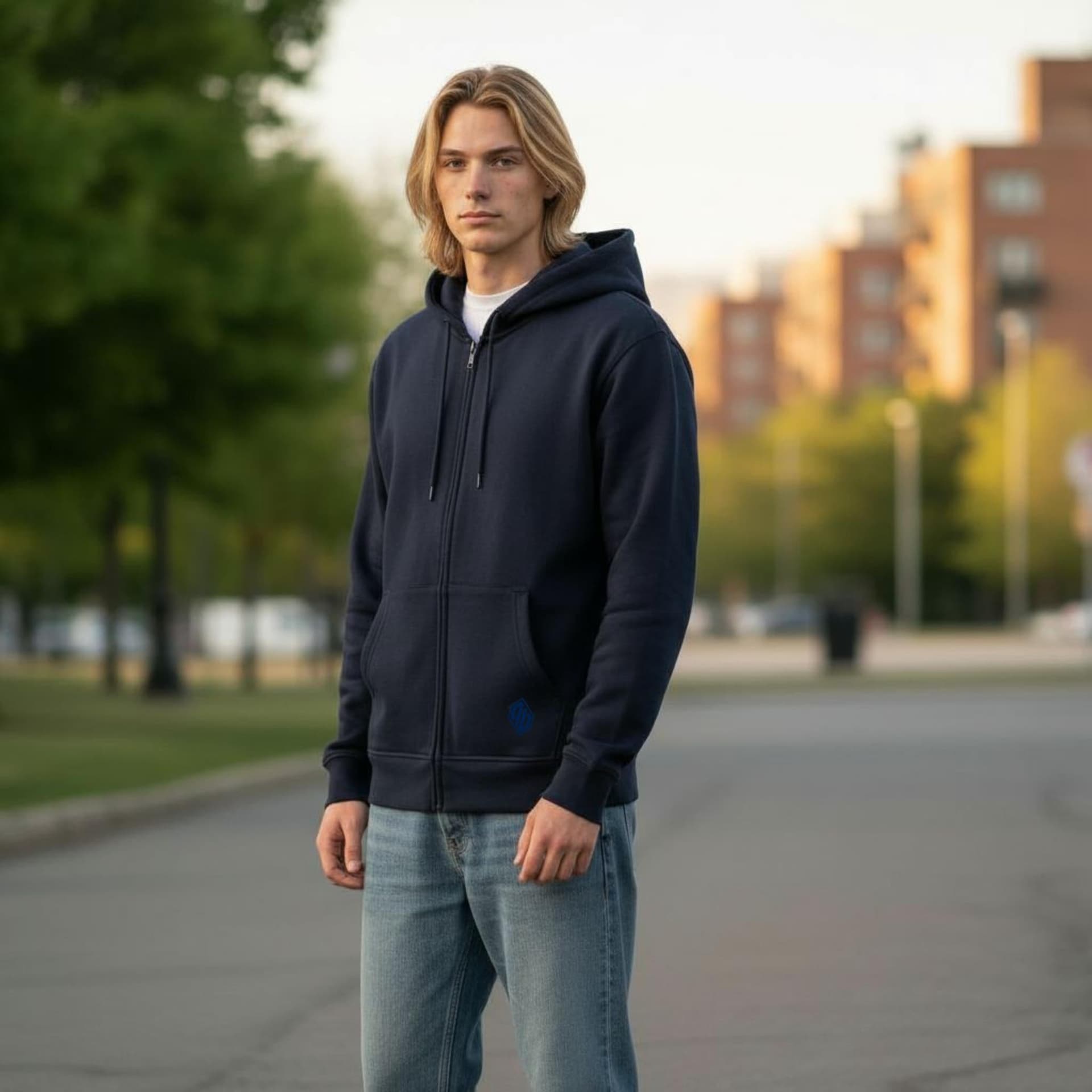 Felpa Ghettoblaster Basic Zip hoodie navy in Felpe con cappuccio Glad Store - Genova, commercioVirtuoso.it