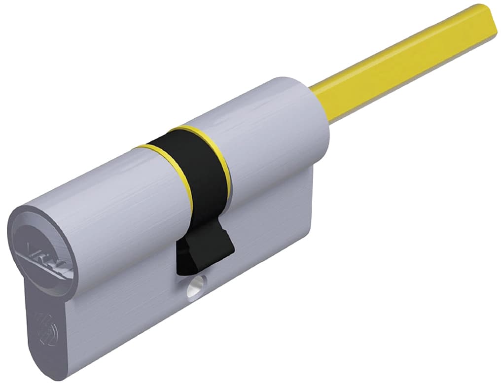 Cilindro Cromo Satinato K2 con Codolo 5 Chiavi Mm 65 (30+35) Securemme - 4
