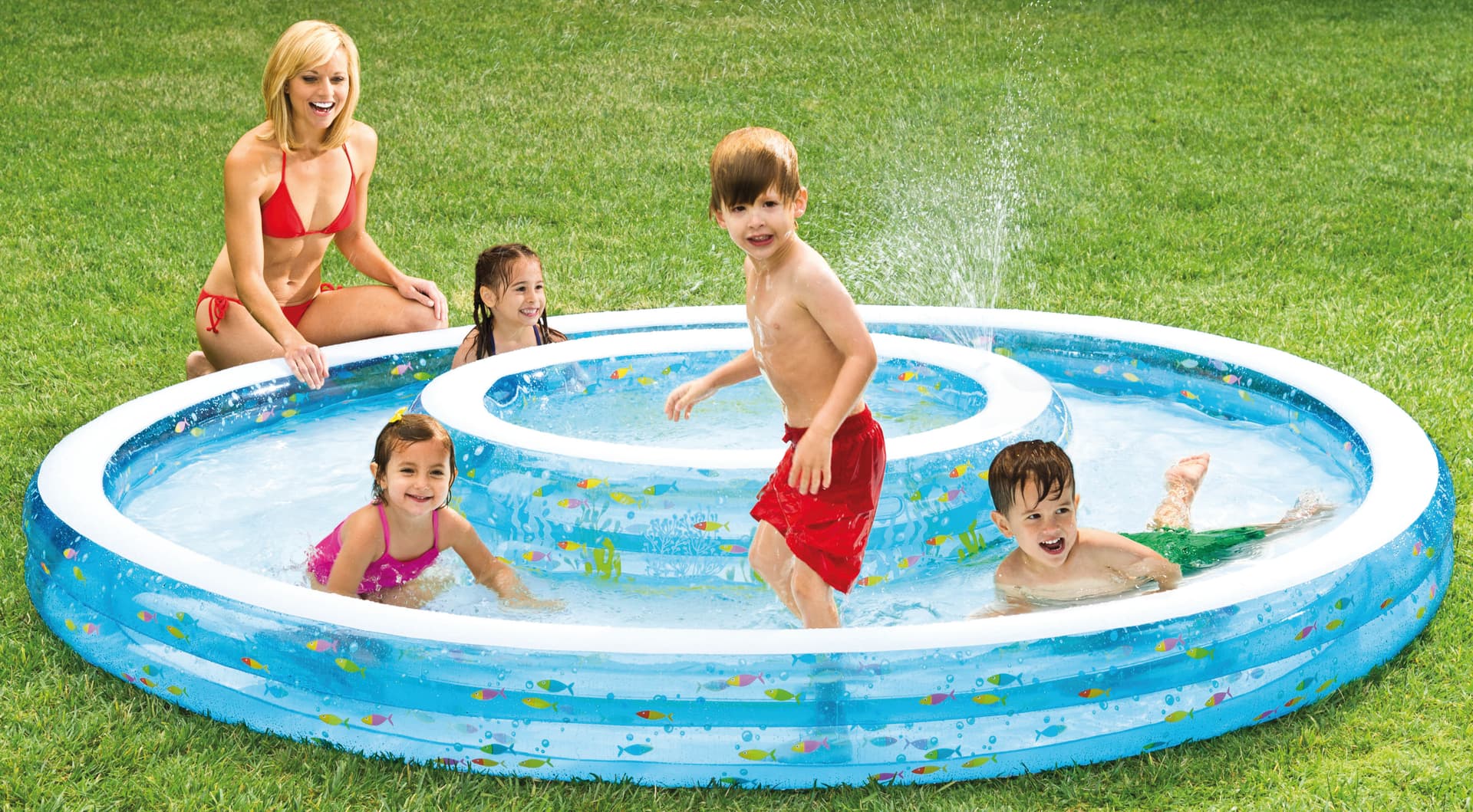 Piscina Tonda Gonfiabile Baby Fish Double Cm 279 x 36 H (L 990+232) Intex - 4