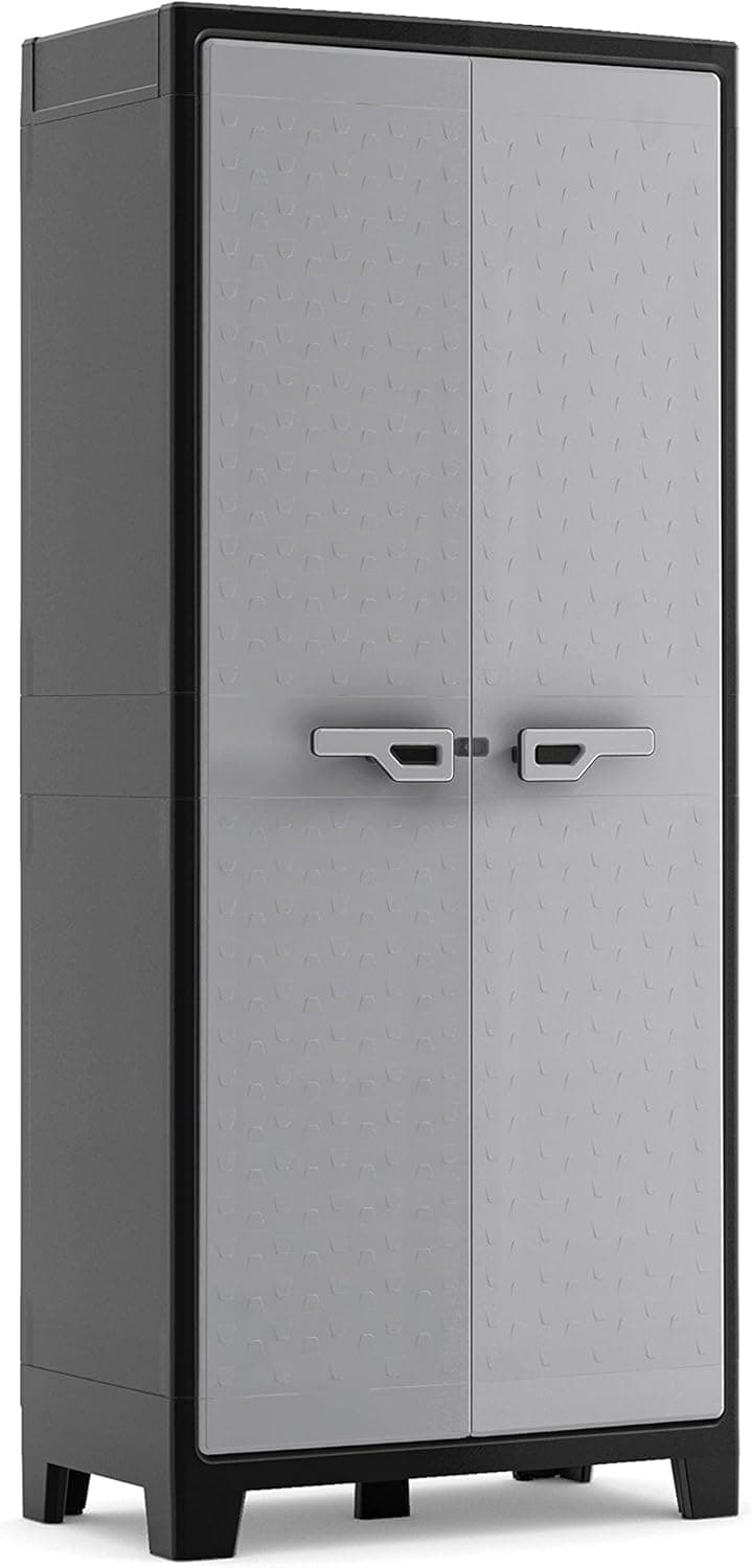 XL in Resina Antracite e Grigio 80 x 44X182 Cm con Ripiani Pieghevoli - 9