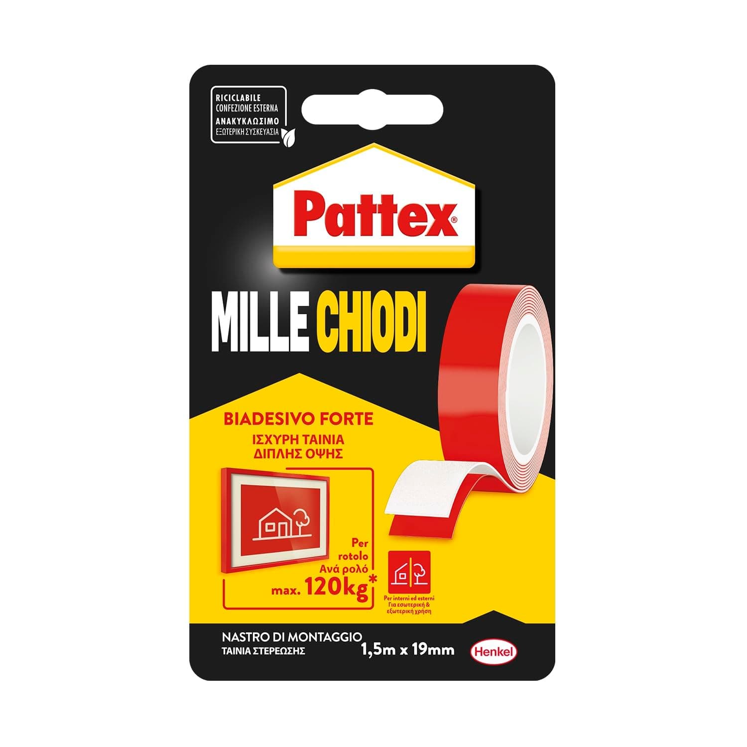 Nastro Biadesivo Extra Forte Millechiodi 19 mm x 1 5 M per Interni - 6
