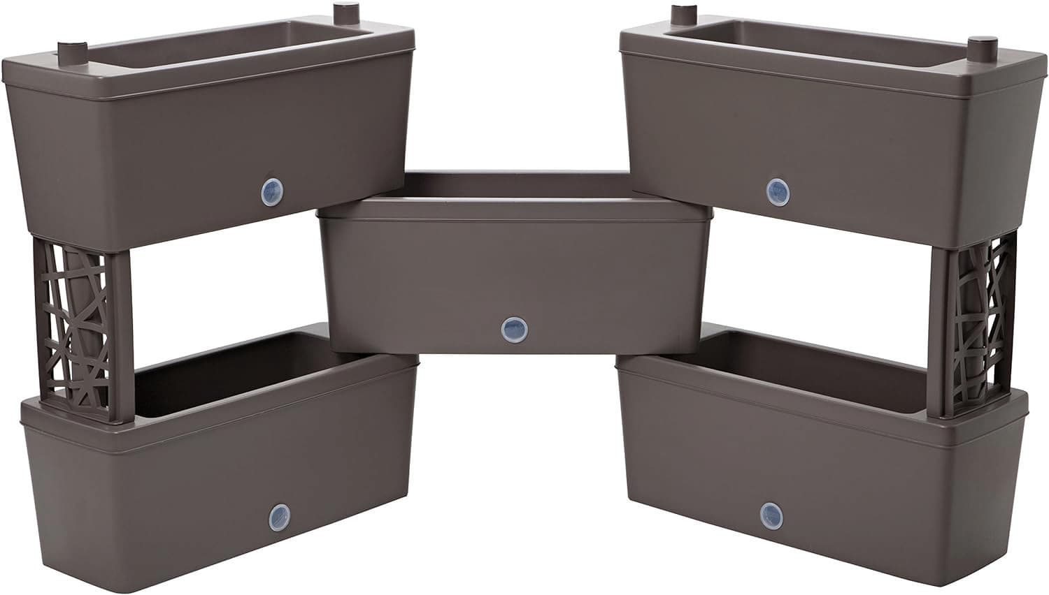 Kit Fioriera Rettangolare Brick 5 Pezzi. Colore Tortora Cm 60 x 23X27 H - 3