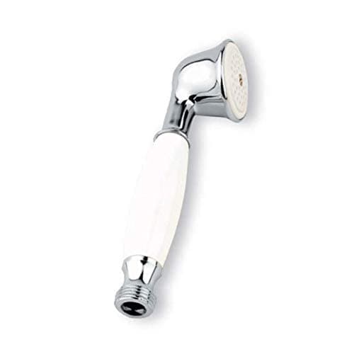 Doccetta Bianca in Ottone e Ceramica Stile Retrò Finitura Cromo Anticalcare - 4