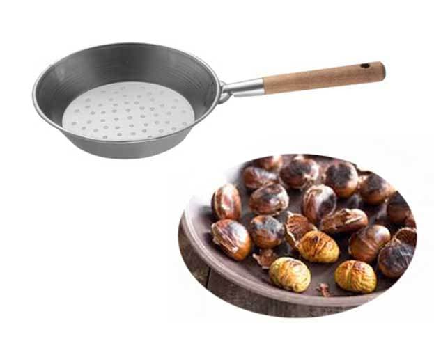 Ø26 Cm in Lamiera con Manico in Legno Caldarrostiera Conica Padella - 5