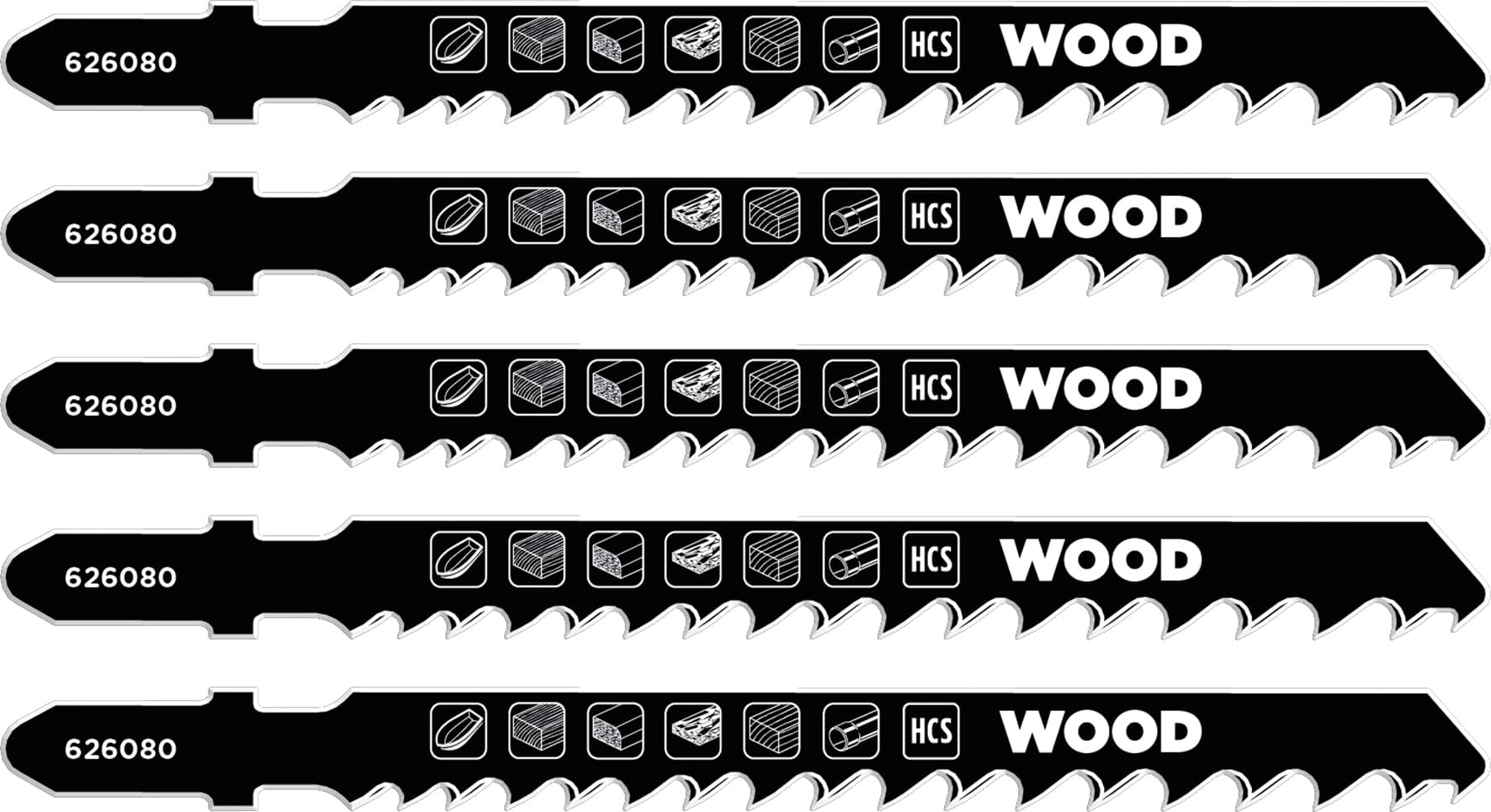 Lama per Seghetto Alternativo 5 Pezzi. Legno e Laminati Taglio Medio 5.00 - 3
