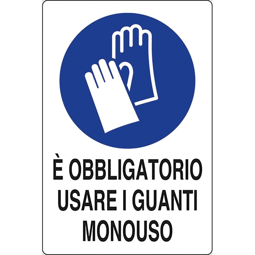 Cartello Segnaletica Obbligatorio Uso Guanti Monouso 10 Pezzi - 3