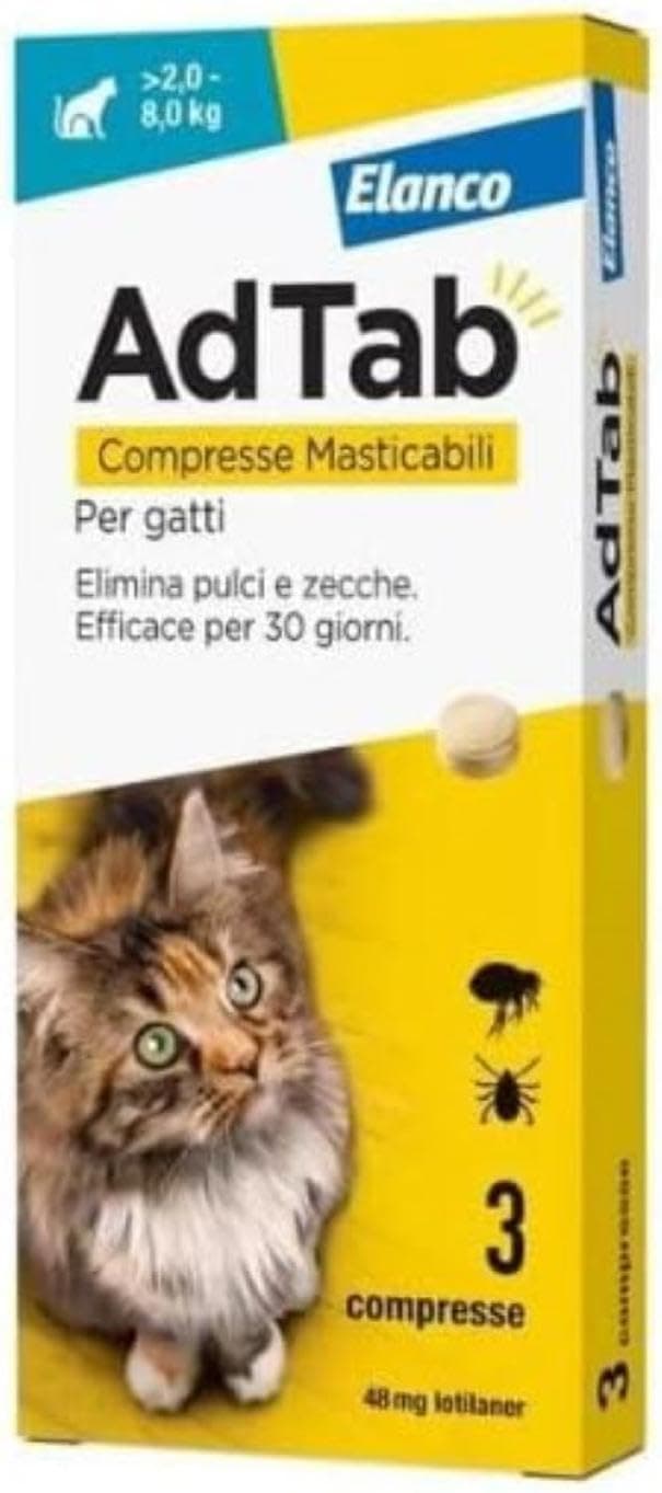 Compresse Antiparassitarie Masticabili Adtab per Gatti da 2 a 3 8 kg - 7