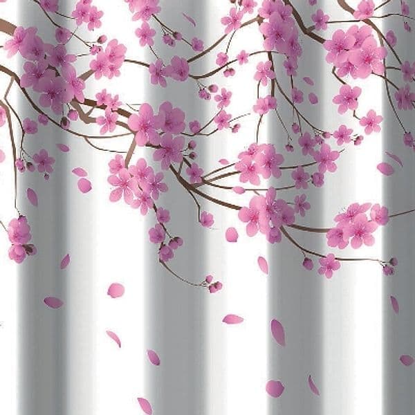 Tenda per Doccia 2 Lati in Tessuto Cm 180 x 200 Mod Sakura Rosa Dh - 3