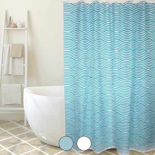 Tenda per Doccia in Tessuto Poliestere Wave Spire 180 cm x 200 Turchese - 2