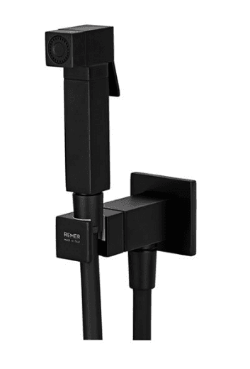 Set Rubinetto Miscelatore con Doccetta Doccia Shut Off Quadro Nero Opaco - 3