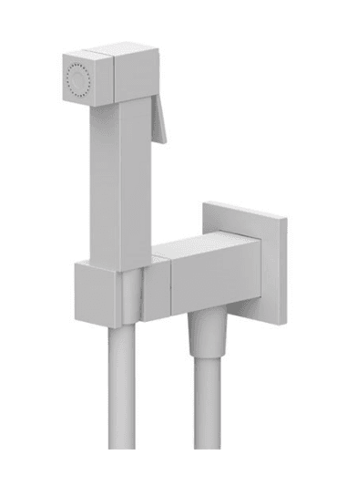 Set Rubinetto Miscelatore con Doccetta Doccia Shut Off Quadro Bianco Opaco - 3