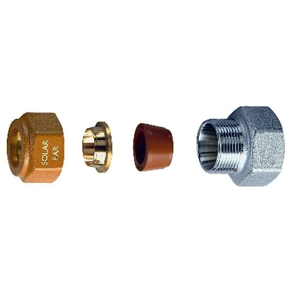 Nipple Femmina Completo di Kit di Tenuta per Impianti Solari Far Ø 16 - 3