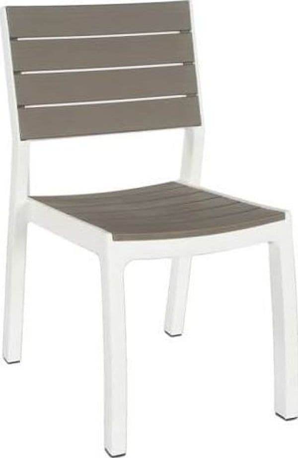 Sedia da Giardino in Resina Effetto Legno Impilabile Colore Bianco – Keter