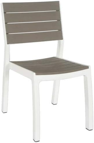Sedia da Giardino in Resina Effetto Legno Impilabile Colore Bianco - 6