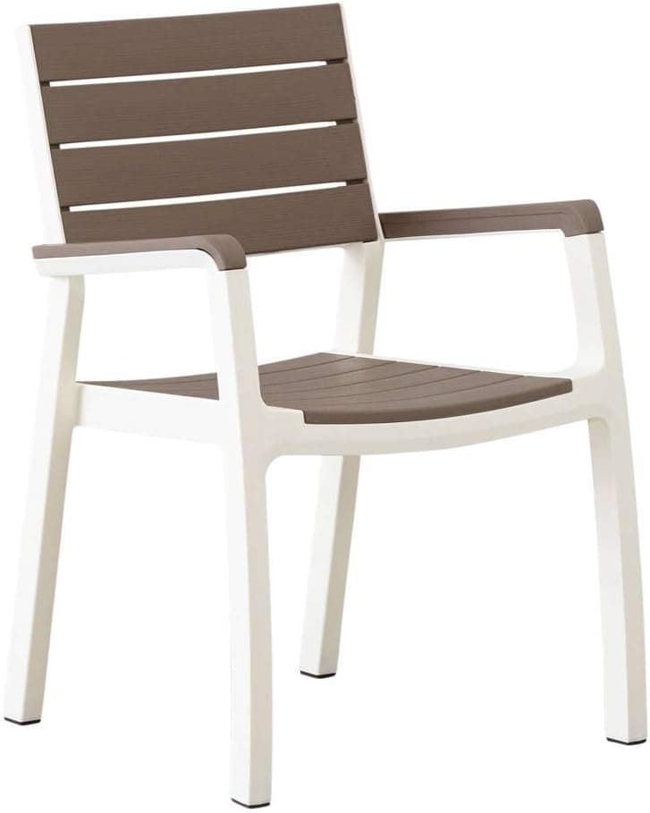 Sedia da Giardino con Braccioli in Resina Effetto Legno Impilabile Colore - 5